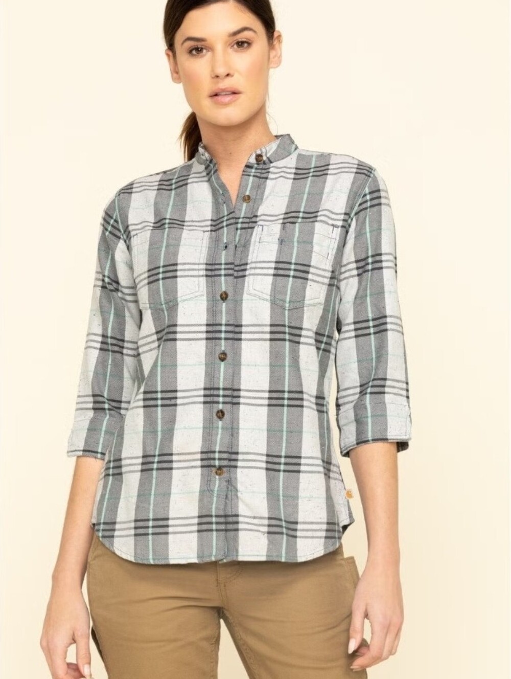 Carhartt Twilight Relaxed 3/4 Sleeve Plaid Shirt Size Small
